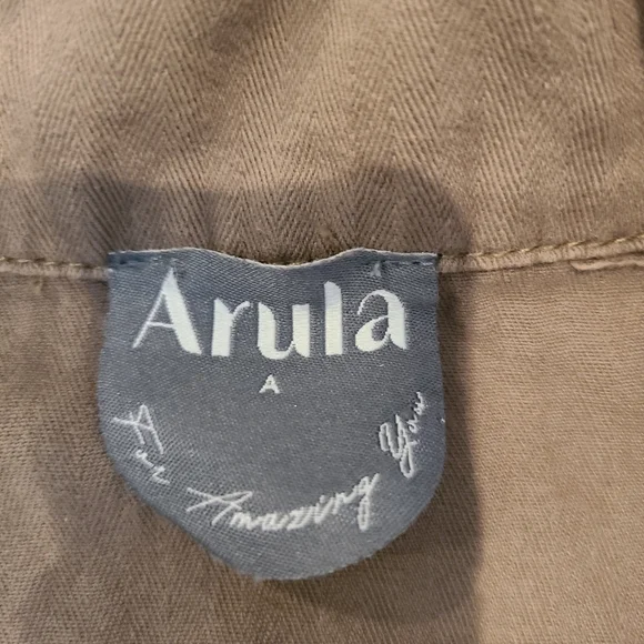 Arula Olive Green Cropped Raw Hem Cotton Utility Jacket - Picture 7 of 7